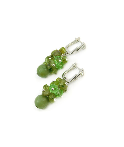 Exclusive earrings "Tiza" Jade facet, chrysolite crumb