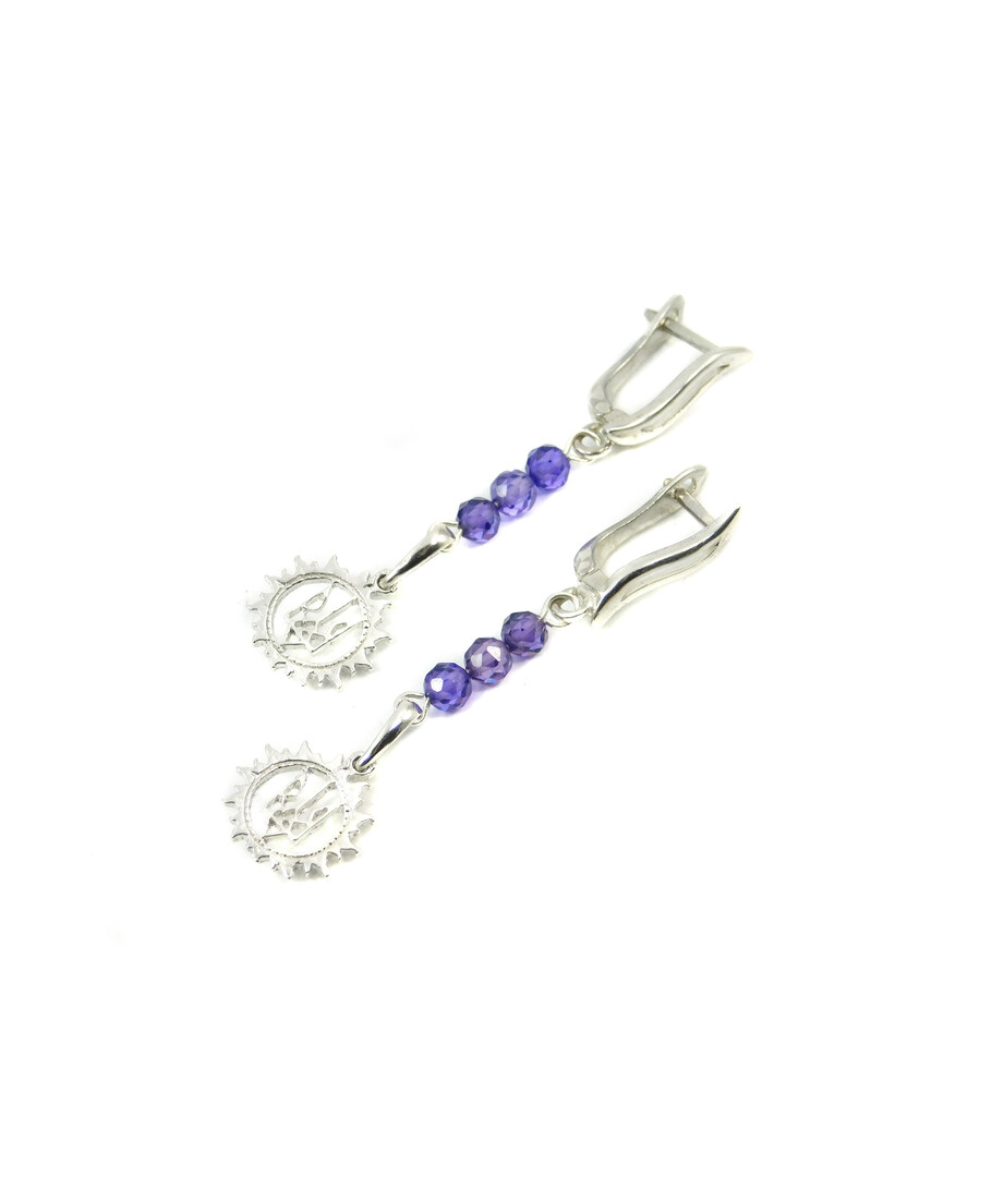 Exclusive earrings "Zharkvit" Zircon faces, silver