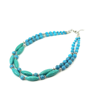 Exclusive necklace "Julianna" Turquoise, barrel, 2 rows