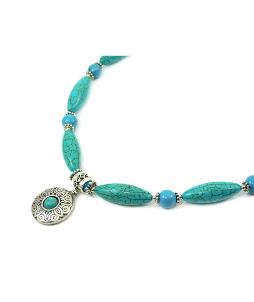 Exclusive necklace "Halyna" Turquoise, barrel