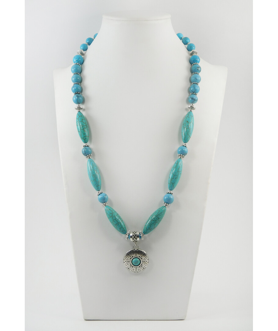 Exclusive necklace "Halyna" Turquoise, barrel