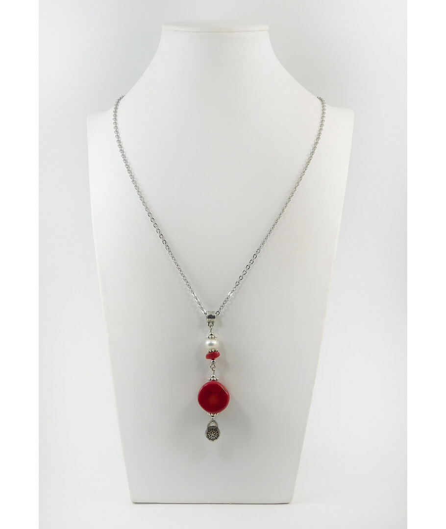 Exclusive pendant "Zendeya" coral, pearls