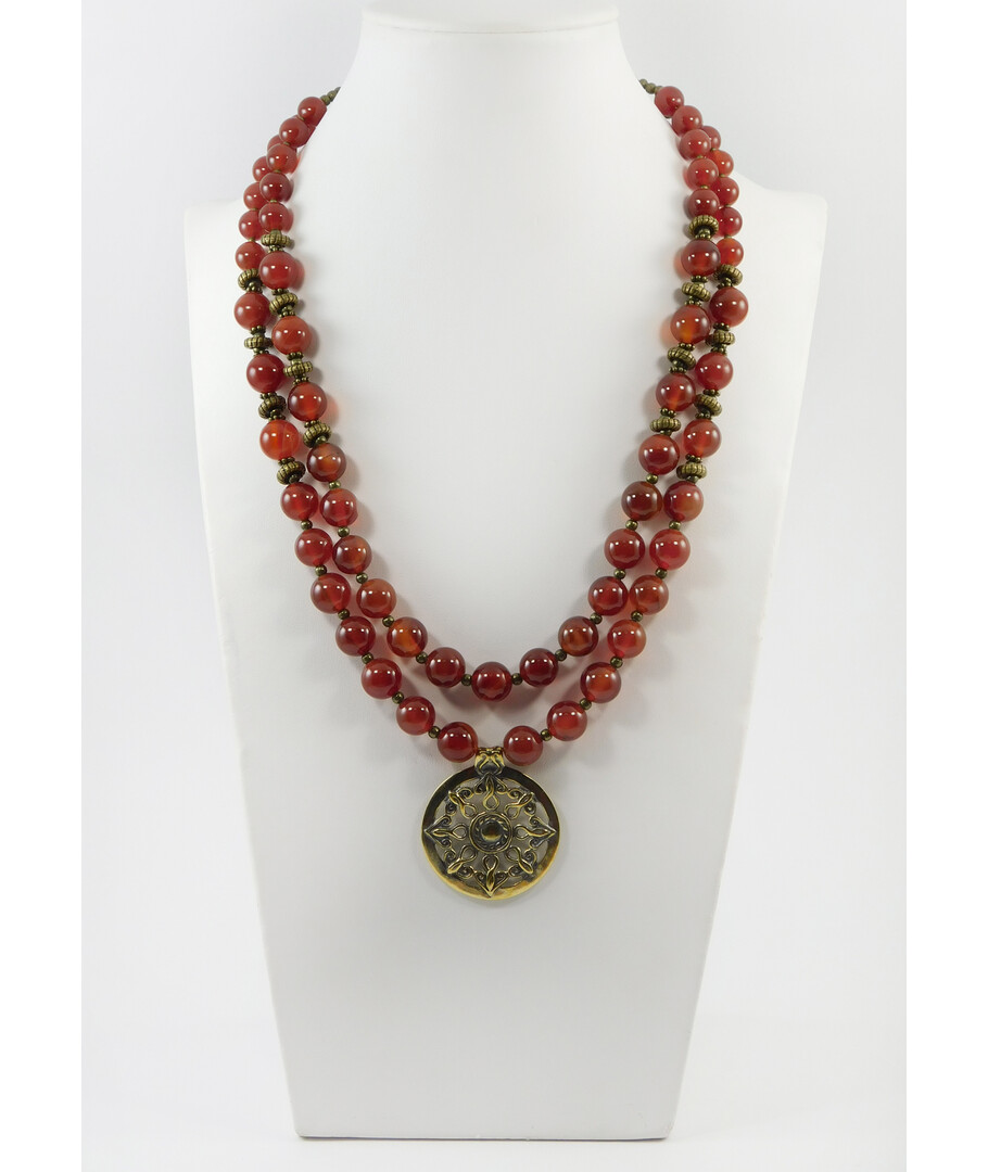 Exclusive necklace "Yarylo" Carnelian, 2 rows