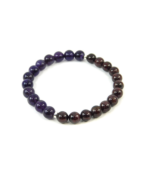 Exclusive bracelet "Duet" Garnet, Amethyst, silver