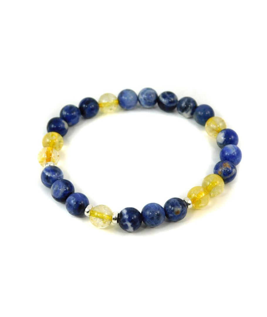 Exclusive bracelet "Duet" Sodalite, Citrine, silver