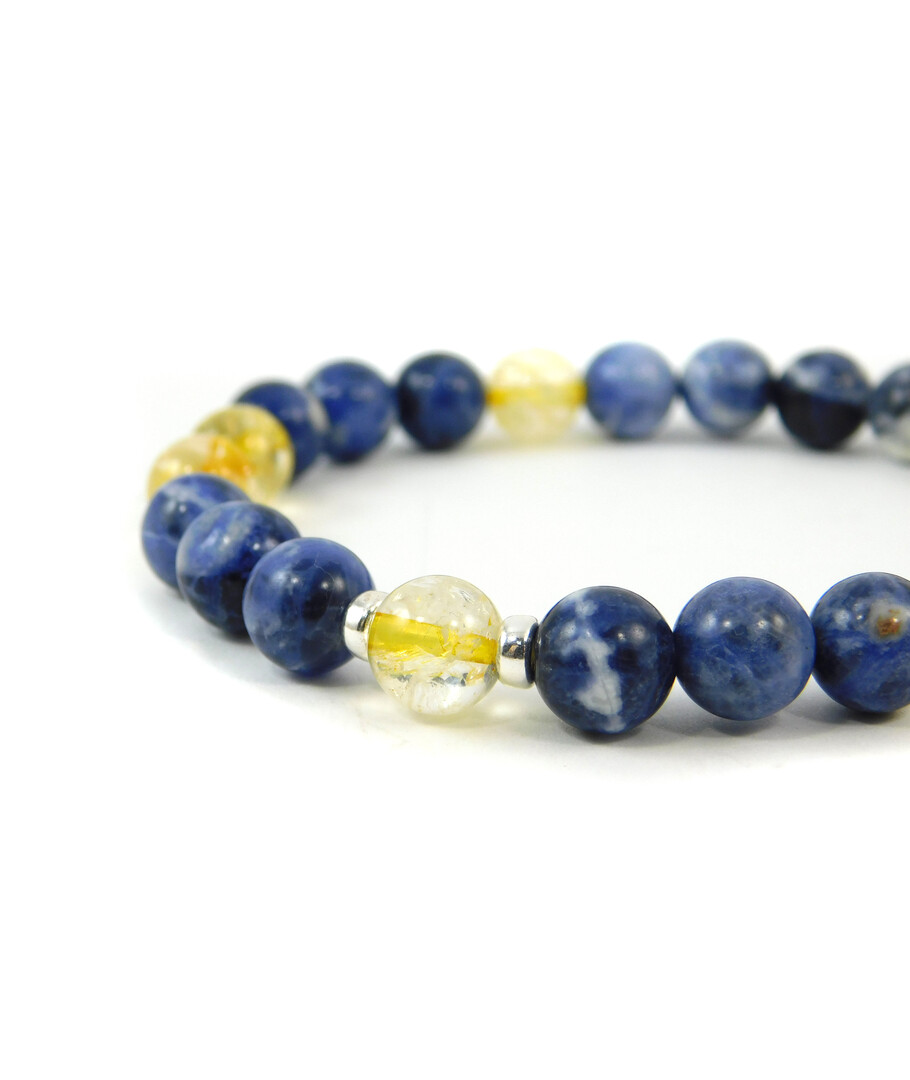 Exclusive bracelet "Duet" Sodalite, Citrine, silver