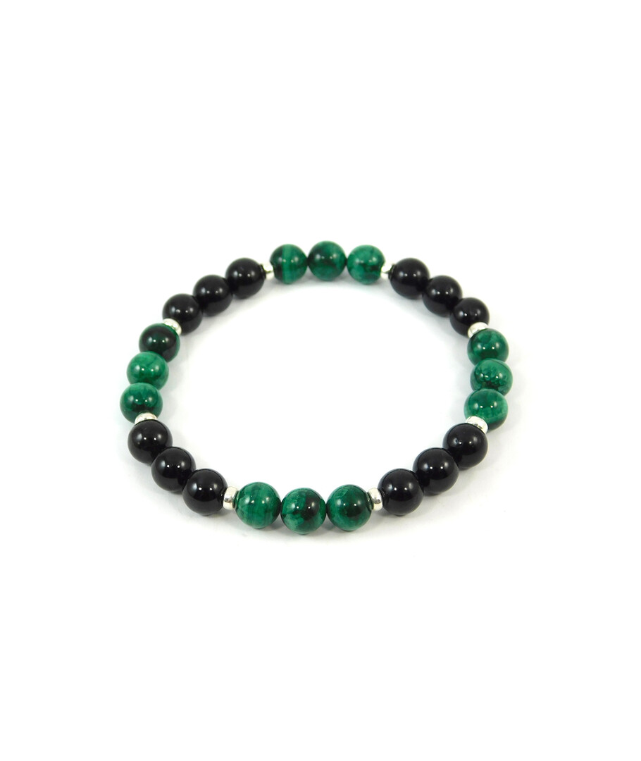 Exclusive bracelet "Duet" Malachite, Tourmaline, silver