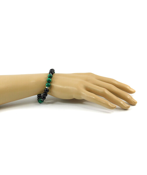 Exclusive bracelet "Duet" Malachite, Tourmaline, silver