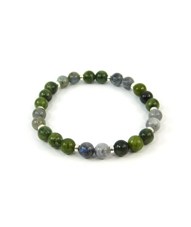 Exclusive bracelet "Duet" Labrador, Jadeite, silver