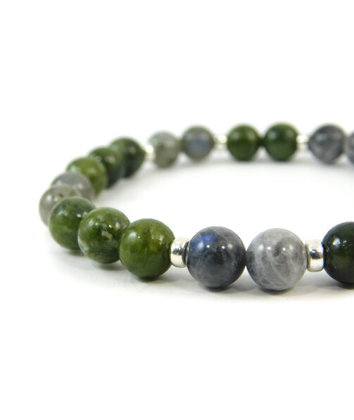 Exclusive bracelet "Duet" Labrador, Jadeite, silver