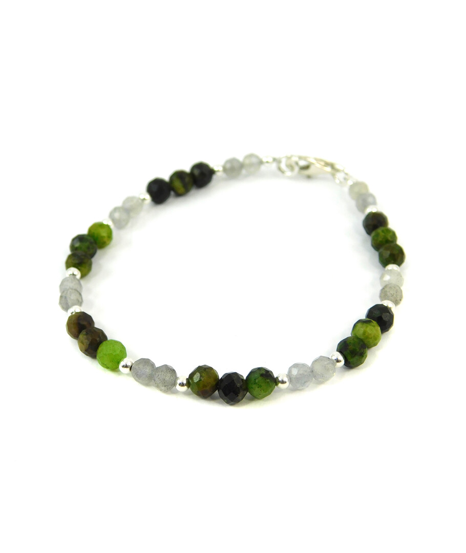 Exclusive bracelet "Duet" Labrador, jade facet, silver