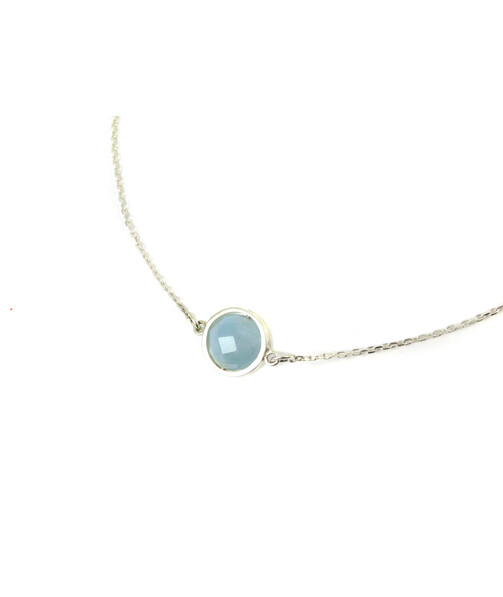 Aquamarine faceted choker necklace, silver