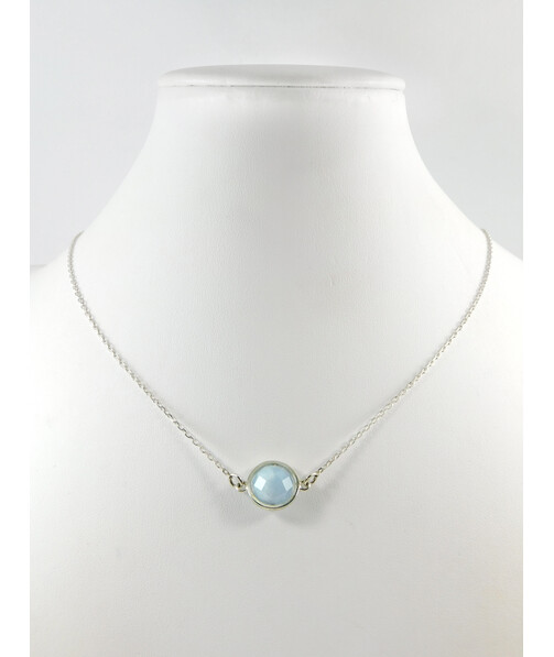 Aquamarine faceted choker necklace, silver