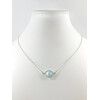 Aquamarine faceted choker necklace, silver