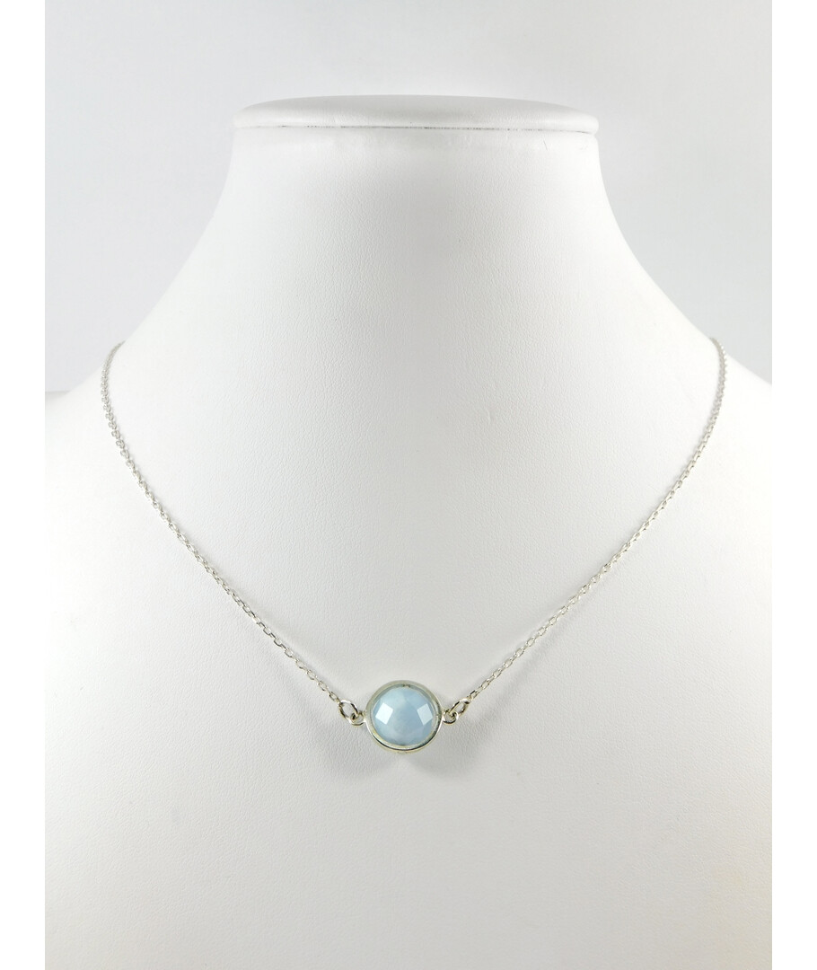 Aquamarine faceted choker necklace, silver