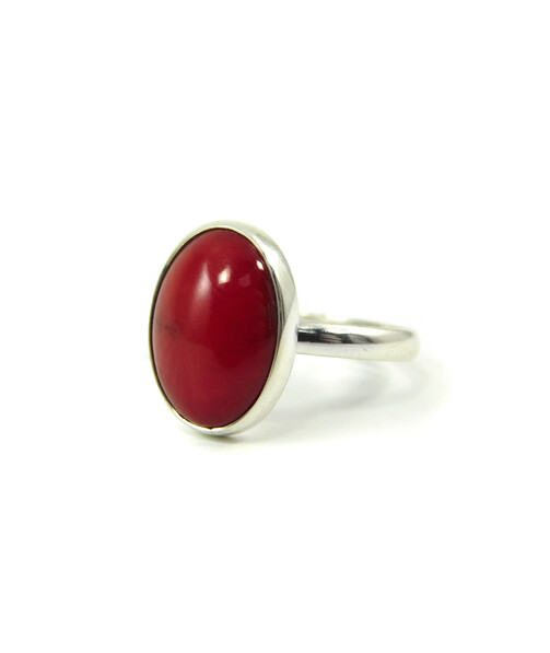 Coral silver ring