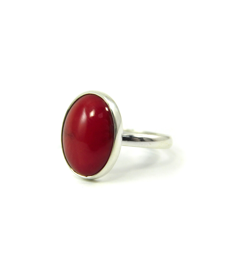 Coral silver ring