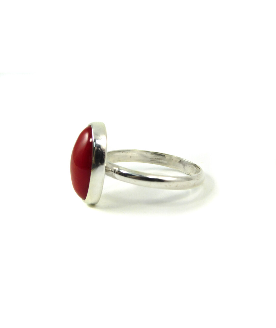 Coral silver ring