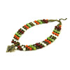 Exclusive necklace &quot;Hutsul Motifs&quot; Coral, Onyx, Carnelian, Mother of Pearl, 3 rows