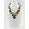 Exclusive necklace &quot;Hutsul Motifs&quot; Coral, Onyx, Carnelian, Mother of Pearl, 3 rows