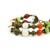 Exclusive bracelet &quot;Hutsul motifs&quot; Coral, Onyx, Carnelian, Mother of pearl, 2 rows