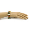 Exclusive bracelet &quot;Hutsul motifs&quot; Coral, Onyx, Carnelian, Mother of pearl, 2 rows