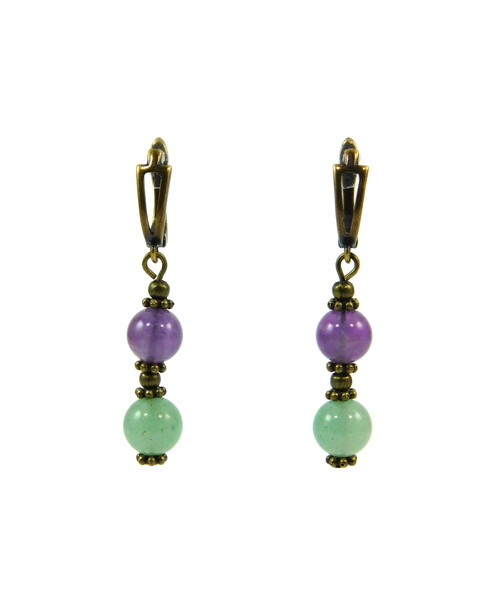 Exclusive earrings "Hutsul motifs" Jade, Amethyst