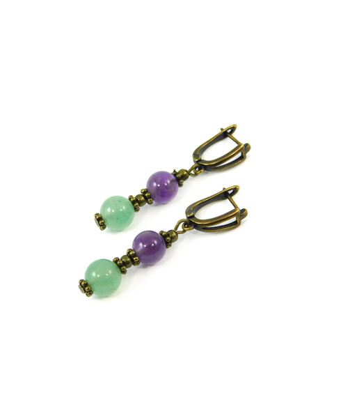 Exclusive earrings "Hutsul motifs" Jade, Amethyst