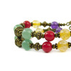 Exclusive bracelet &quot;Hutsul motifs&quot; Jade, Amethyst, Citrine, Coral, 2 rows