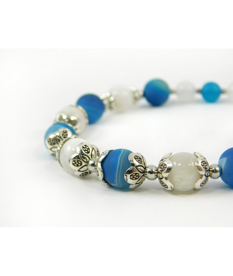 Exclusive bracelet "Blue Star" Agate, Adular