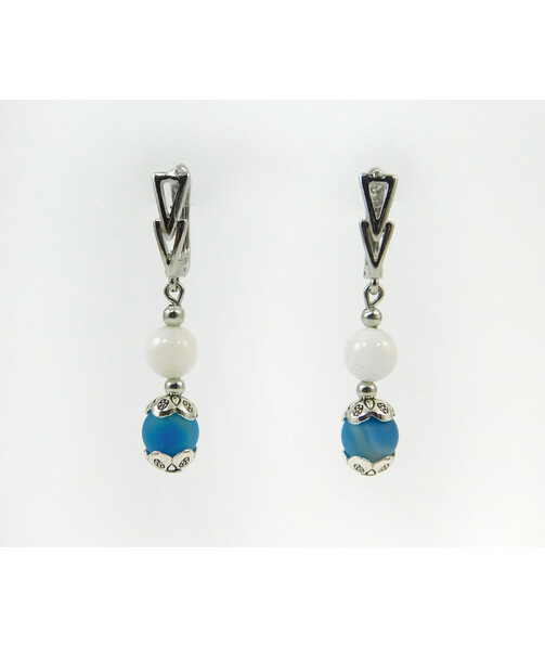 Exclusive earrings "Blue Star" Agate, Adular