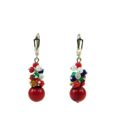 Earrings "Vyshyvanka" Coral, silver Eng