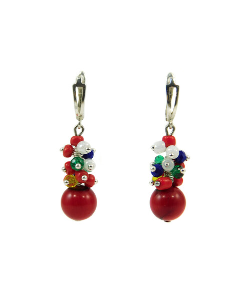 Earrings "Vyshyvanka" Coral, silver Eng