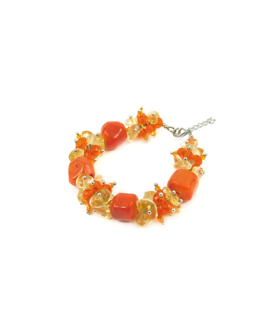 Exclusive bracelet "Panyanochka" Coral tail, Citrine crumb, clasp