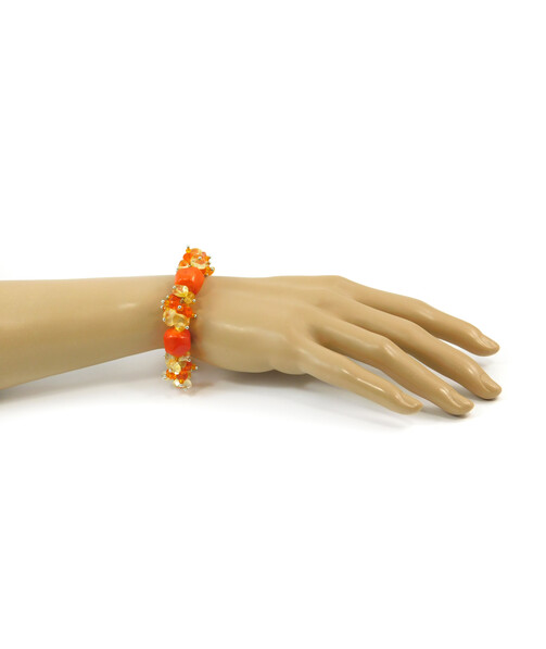 Exclusive bracelet "Panyanochka" Coral tail, Citrine crumb, clasp