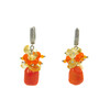 Exclusive earrings &quot;Panyanochka&quot; Coral galtovka, Citrine crumb