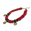 Exclusive necklace &quot;Theodora&quot; Agate, Coral, 2 rows