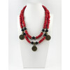 Exclusive necklace &quot;Theodora&quot; Agate, Coral, 2 rows