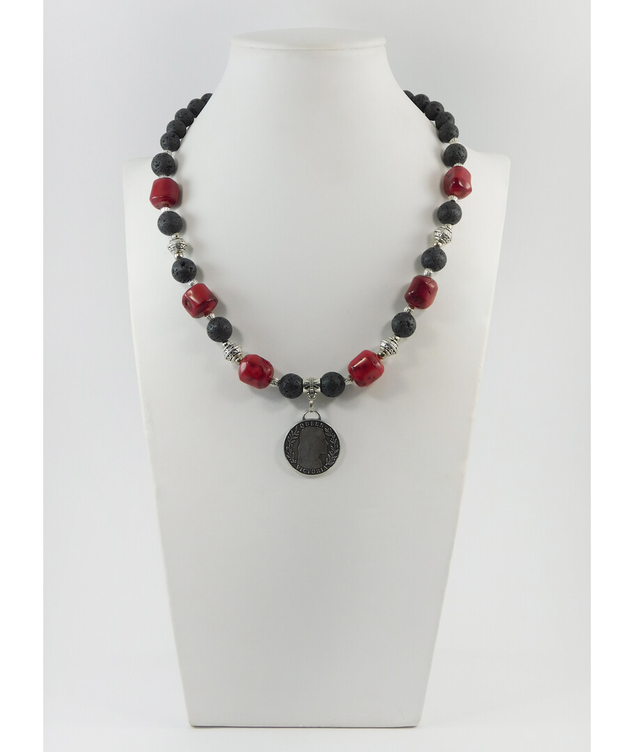 Exclusive necklace "Stella" Coral, Lava