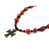 Exclusive necklace &quot;Novelia&quot; Coral, rondel, shungite, rondel