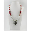 Exclusive necklace &quot;White Rose&quot; Coral, barrel, Agate facet