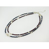 Exclusive necklace &quot;Janezia&quot; Sapphire, faceted Garnet, Pearls, 2 rows, silver