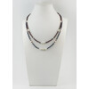 Exclusive necklace &quot;Janezia&quot; Sapphire, faceted Garnet, Pearls, 2 rows, silver