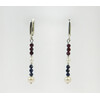 Exclusive earrings &quot;Janezia&quot; Sapphire, Garnet facet, Pearl, silver