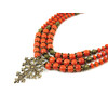 Exclusive necklace &quot;Stanislava&quot; Coral barrel, rondel, rice, 3 rows