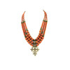 Exclusive necklace &quot;Stanislava&quot; Coral barrel, rondel, rice, 3 rows