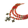 Exclusive necklace &quot;Nila&quot; Coral, rondel, rice, 3 rows