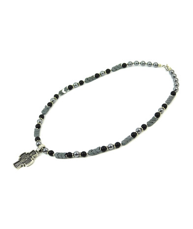 Exclusive necklace "Renaissance" Shungite, Hematite, arrow