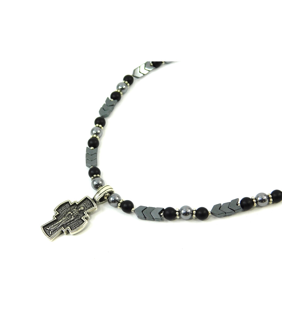 Exclusive necklace "Renaissance" Shungite, Hematite, arrow