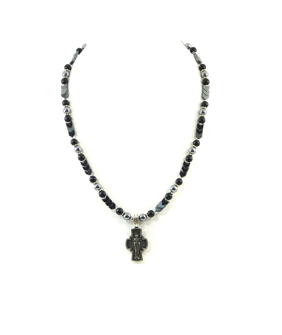 Exclusive necklace "Renaissance" Shungite, Hematite, arrow